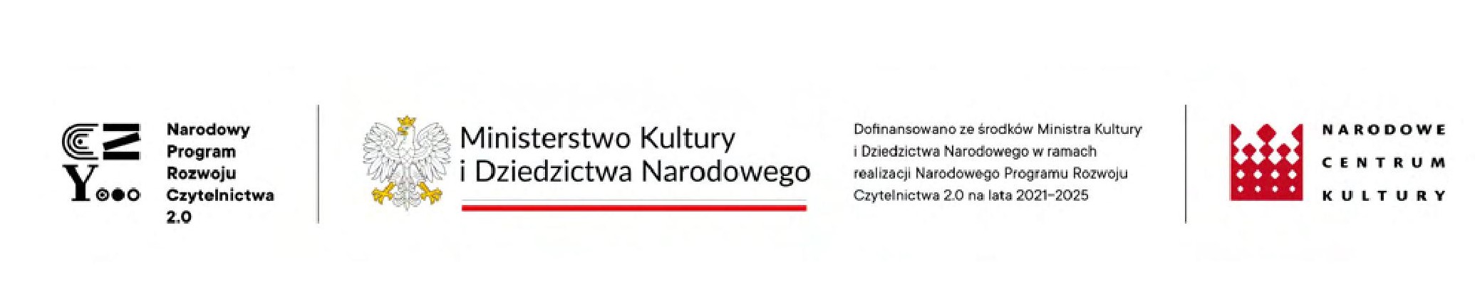 Dofinansowano ze środków Ministra Kultury i Dziedzictwa Narodowego, w ramach realizacji Narodowego Programu Rozwoju Czytelnictwa 2.0 na lata 2021 - 2025